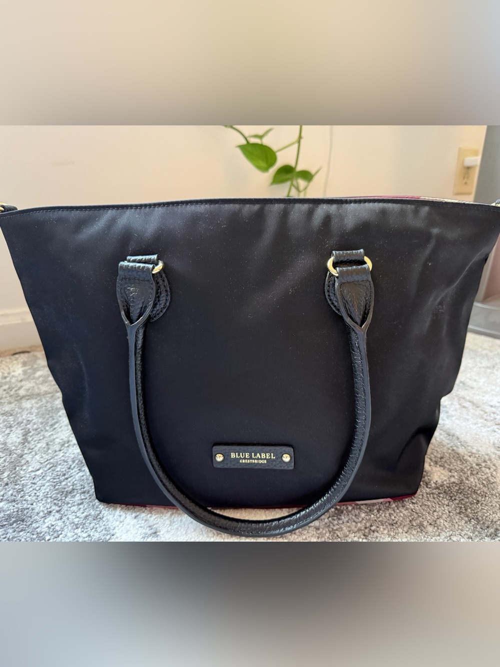Blue Label Crestbridge authentic Burberry Black nylon tote bag